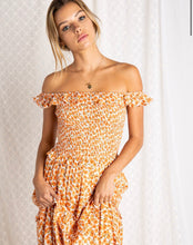 Load image into Gallery viewer, Tangerine Floral Dream Off the Shoulder Dress