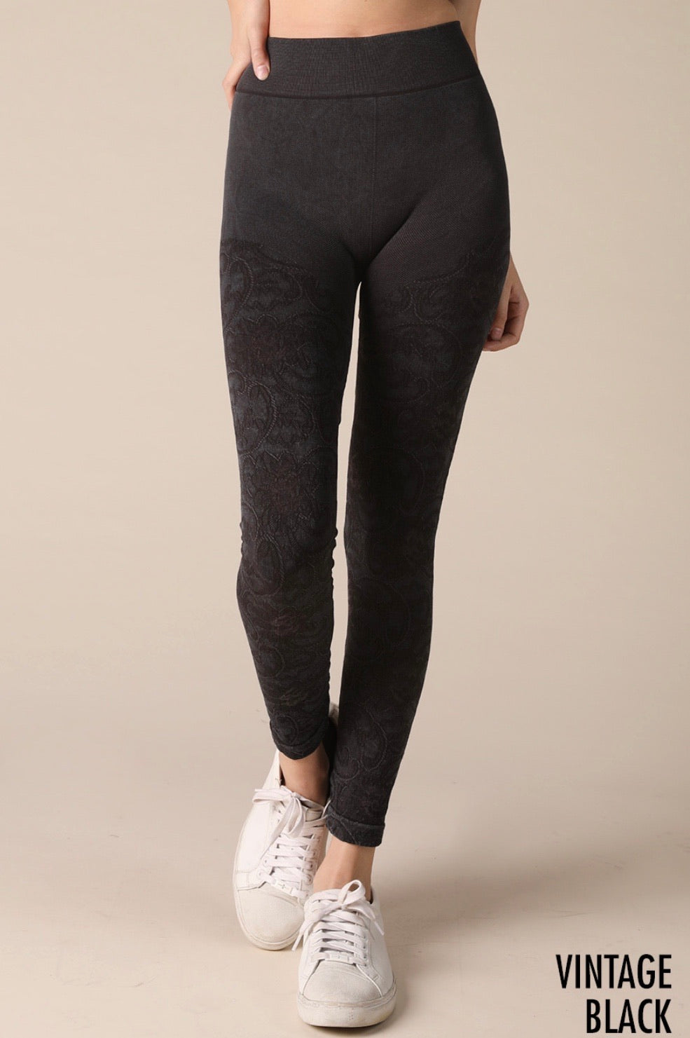 Vintage Black Lace Detail Leggings